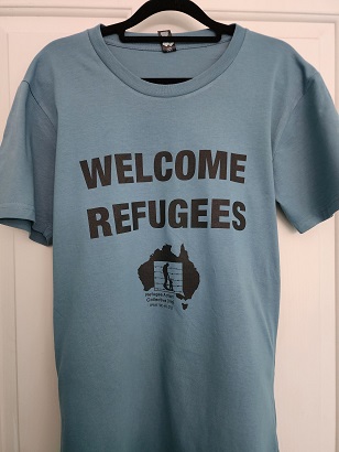 Blue Tshirt Welcome Refugees
